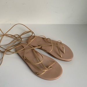Ancient Greek Sandals String Flip Flop Sandals Natural Synthetic sz 36